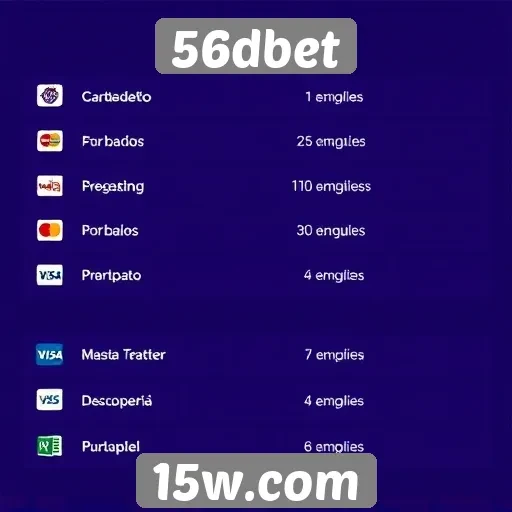 Métodos de pagamento disponíveis no 56dbet